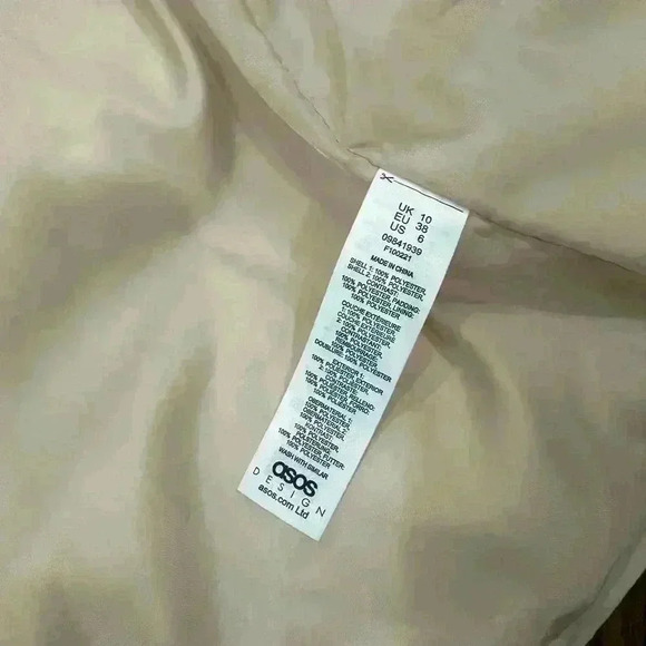 ASOS DESIGN fleece patched puffer jacket in cream size US 6 - Picture 11 of 11